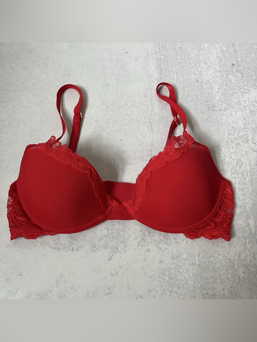 Pepper Lace Trim Bra Red 32B Romantic Girly Small Bust
